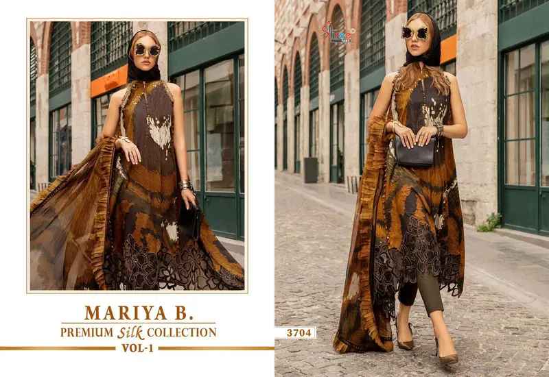 Premium Silk Collection Vol 1 By Mariya B Japan Satin Silk Printed Pakistani Suit Wholesale Online
 